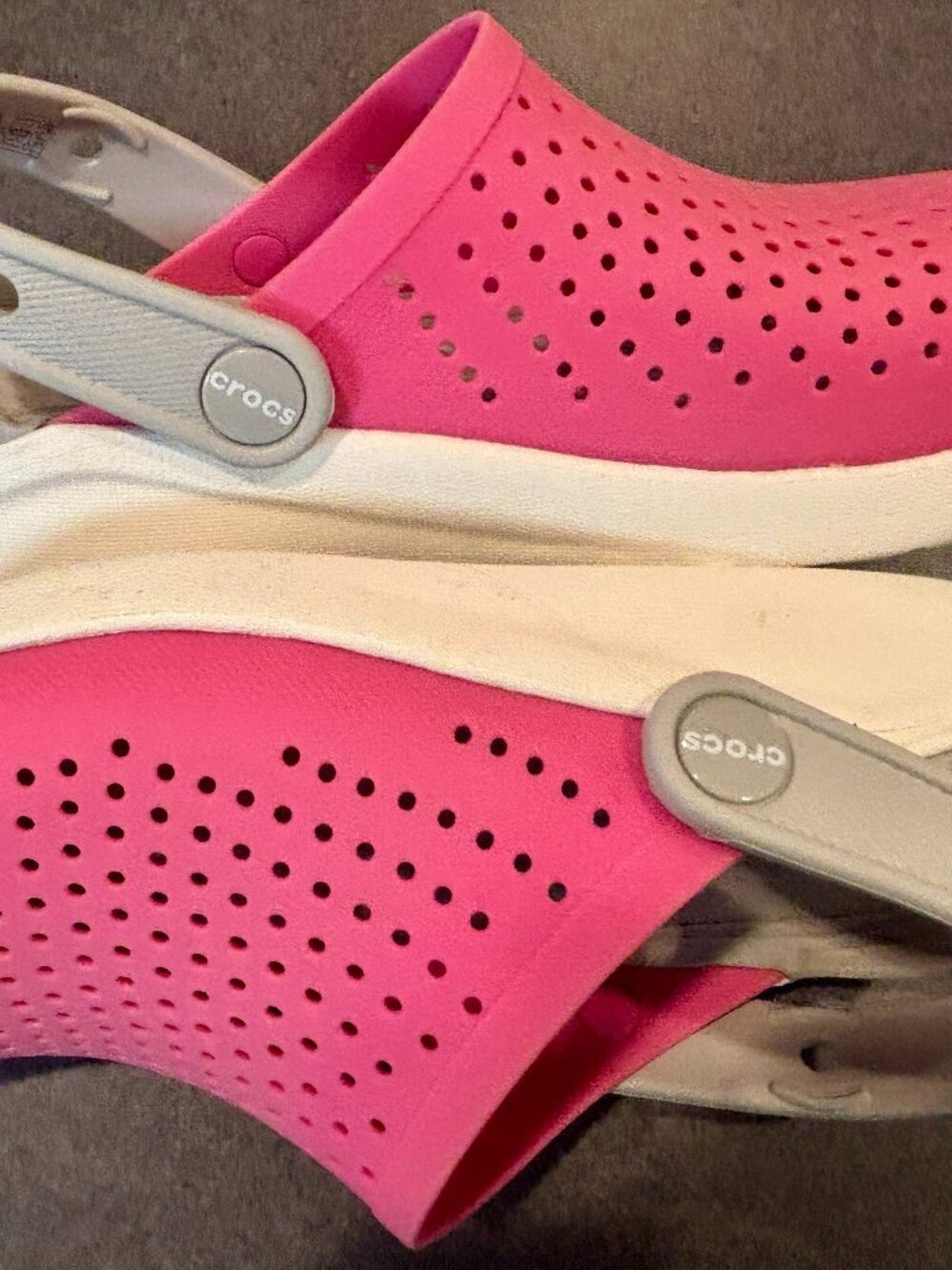 ~~Crocs LiteRide 360 Clogs J3 Pink/White Slip-On Comfort Shoes  *******Bottom of